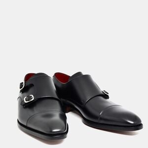 Sleek Black Double Monk Strap Oxfords Size 9.5